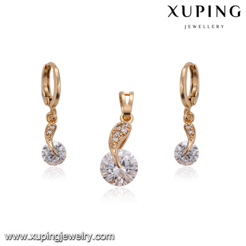 62229 Venta al por mayor de moda americana simple diamante blanco 18k chapado en oro conjuntos de joyas